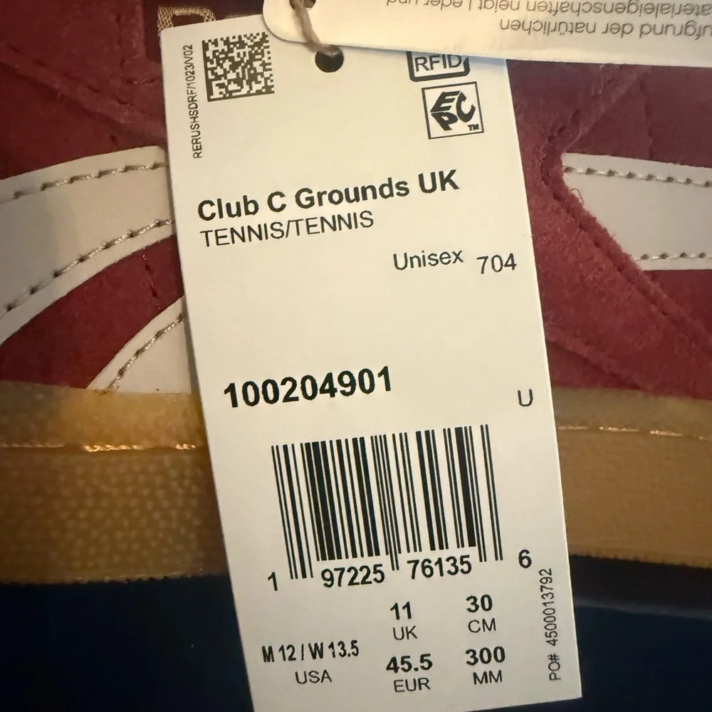 Reebok Men's Club C Grounds UK Sneaker- Red and White Sneakers - Picture 3 of 3